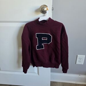 Polo by Ralph Lauren Kids' Maroon Letterman Sweater with Navy Patch